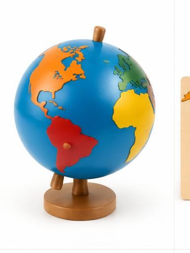 Wooden Continent Globe
